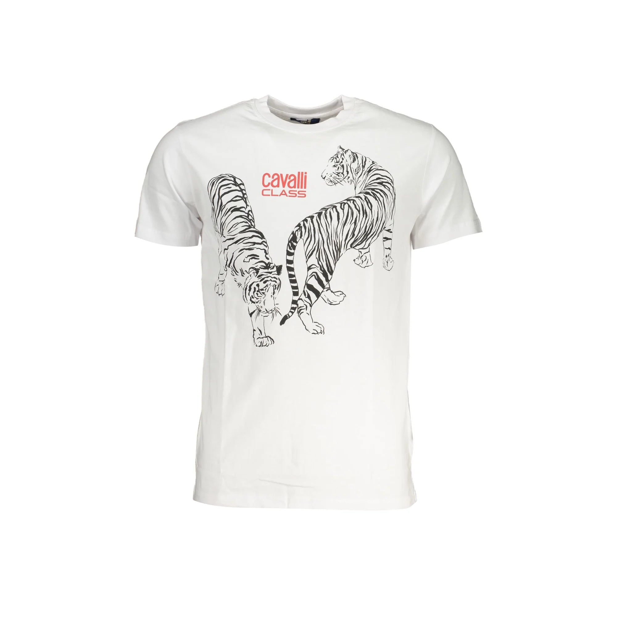 Cavalli Class T-Shirt Maniche Corte Uomo Bianca Stampa Logo Bianco - foto prodotto